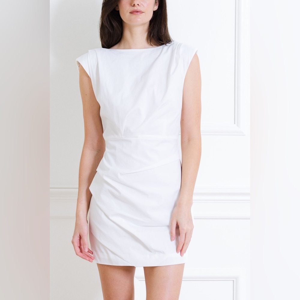 NWT ST.AGNI Bateau Tuck Mini Dress White Sleeveless XS Extra Small - Picture 1 of 10